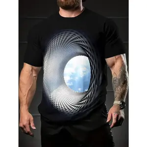 Summer t Shirts [100% Cotton] Tunnel Vision Sky Illusion Graphic T-Shirt With Depth And Perspective.