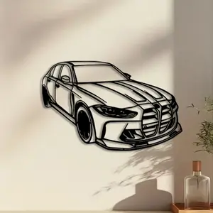 1pc Car Metal Wall Art, Car Statue Mural, Perfect for Office Wall, Modern Decor, Ideal Gift for Car Enthusiasts, Durable Metal, Modern Art Design