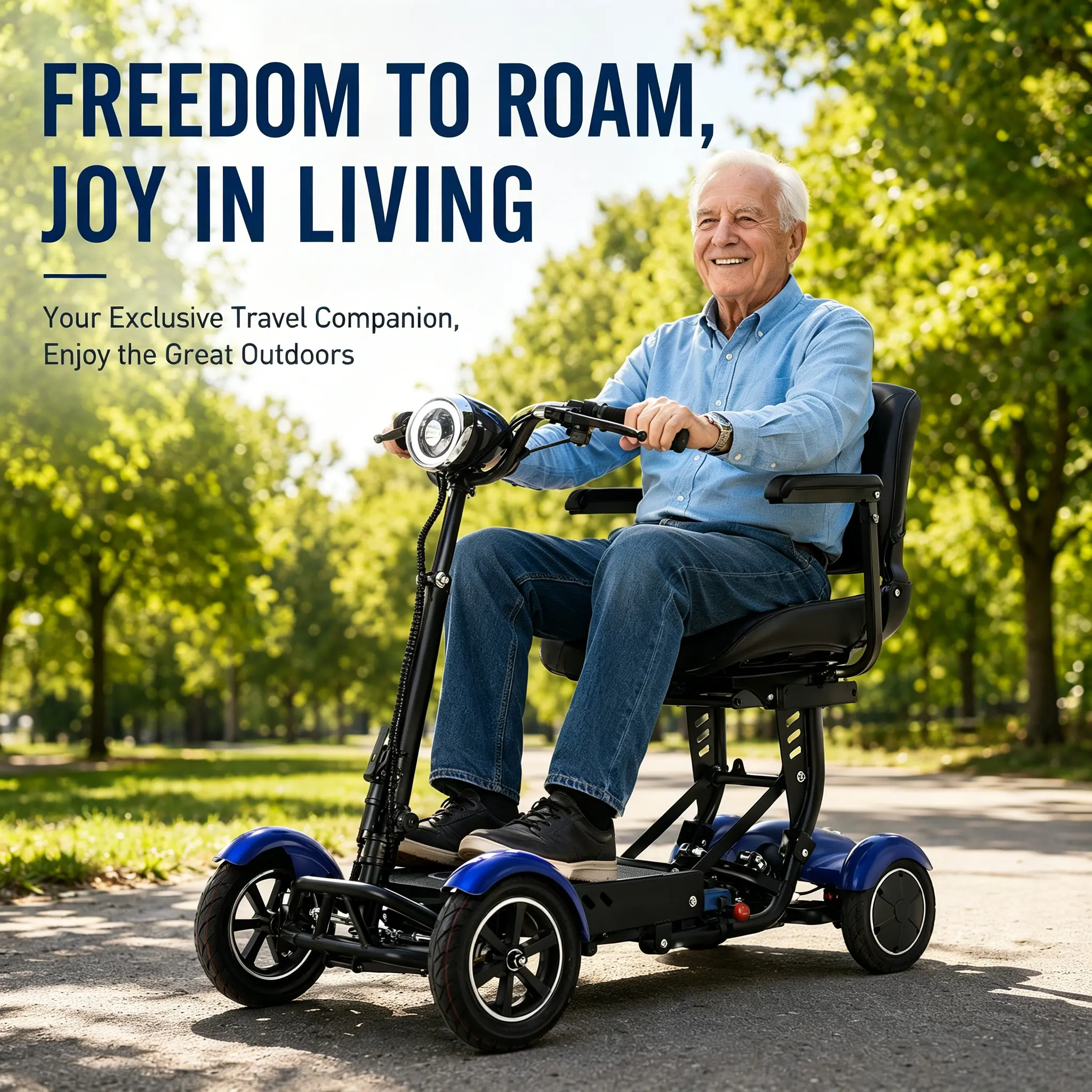 6MSKS Portable Folding 4-Wheel Electric Scooter, 36V Battery, 500W Dual Motor, 12 Mi Range, 15MPH Speed, Reinforced Steel Body, for Household & Golf Use, Portable Folding Scooter