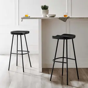 Modway Concord Backless Wood Bar Stools - Set of 2 in Black