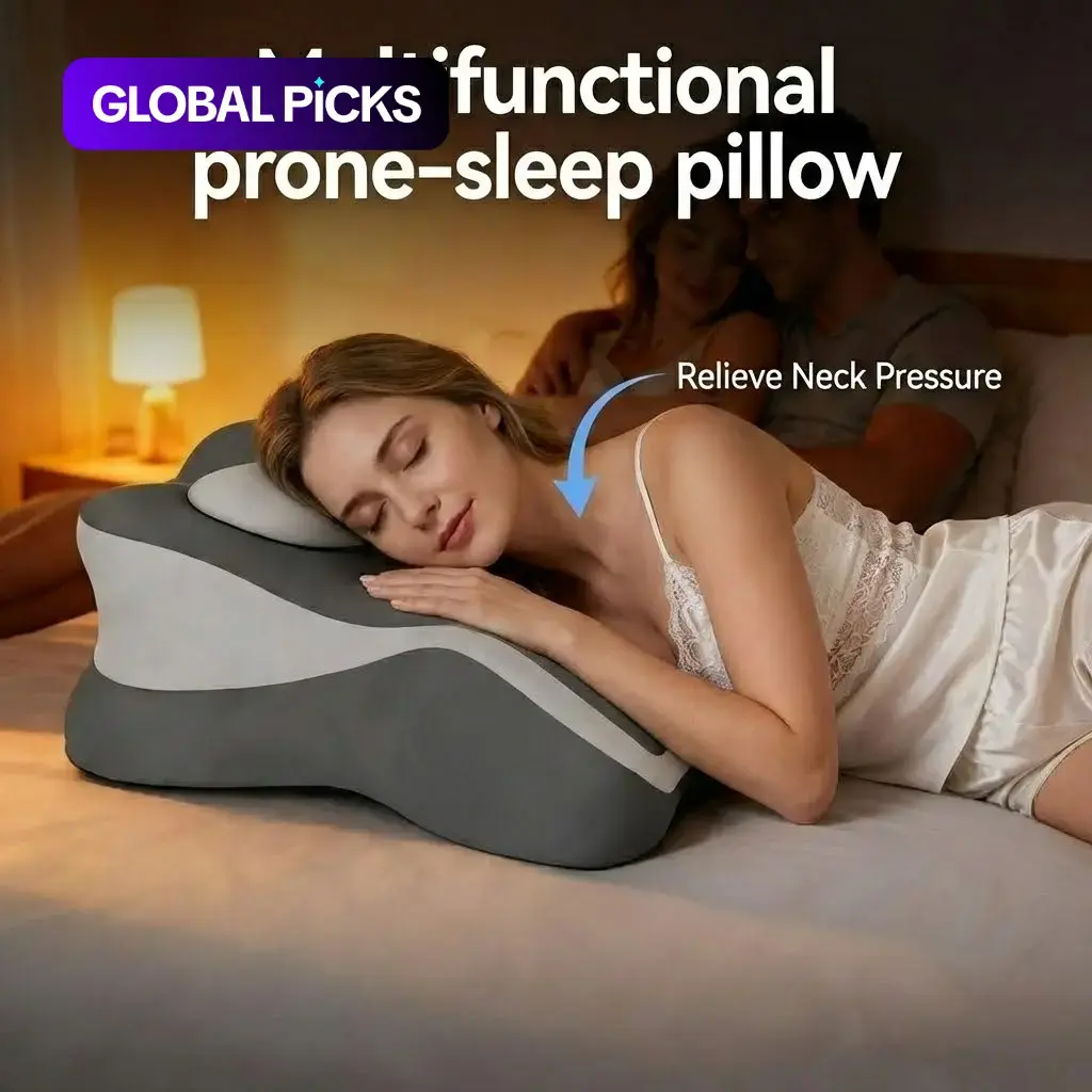Multifunctional Ergonomic Memory Foam Prone Sleep Pillow, Lumbar Neck Support Cushion for Bed Reading & Foot Rest #GLOBAL PICKS