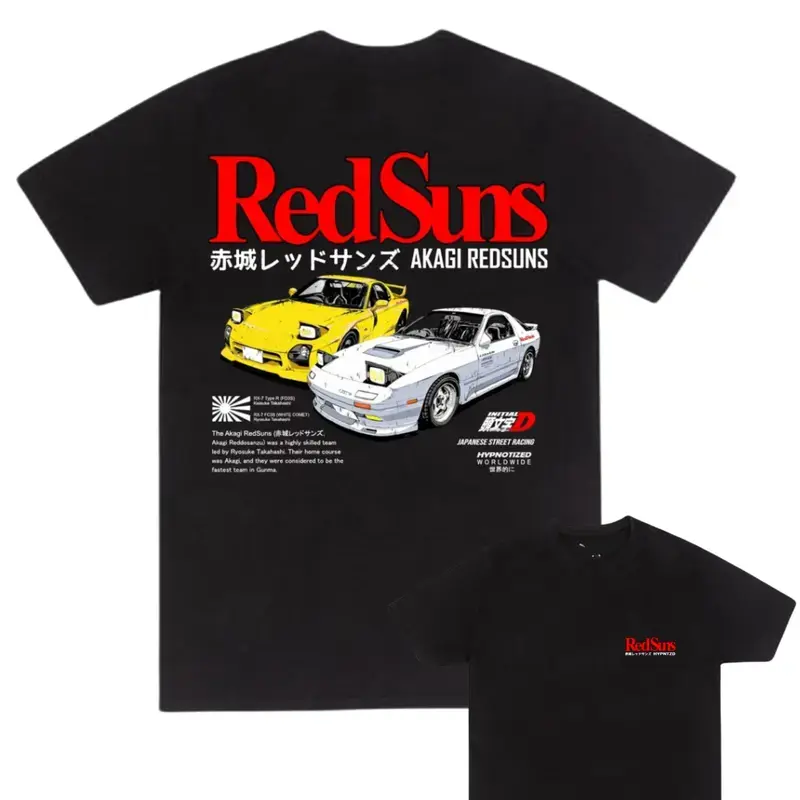 Men's Akagi RedSuns Ryosuke Takahashi Graphic Print T-Shirt - Initial D JDM Drift Racing Streetwear, 100% Cotton Pre-Shrunk, Short-Sleeve, Round Neck, Unisex Casual Top, Shortsleeve, Mens Clothing, Jdm Theme, Racing Art