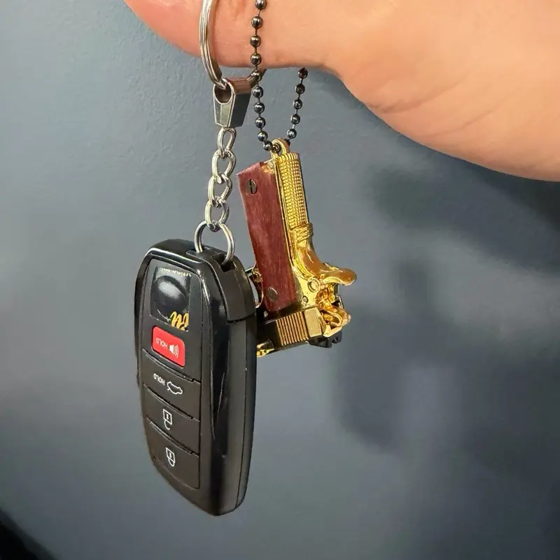Collectible Gold Keychains with Wooden Handles, Keychain Accessories