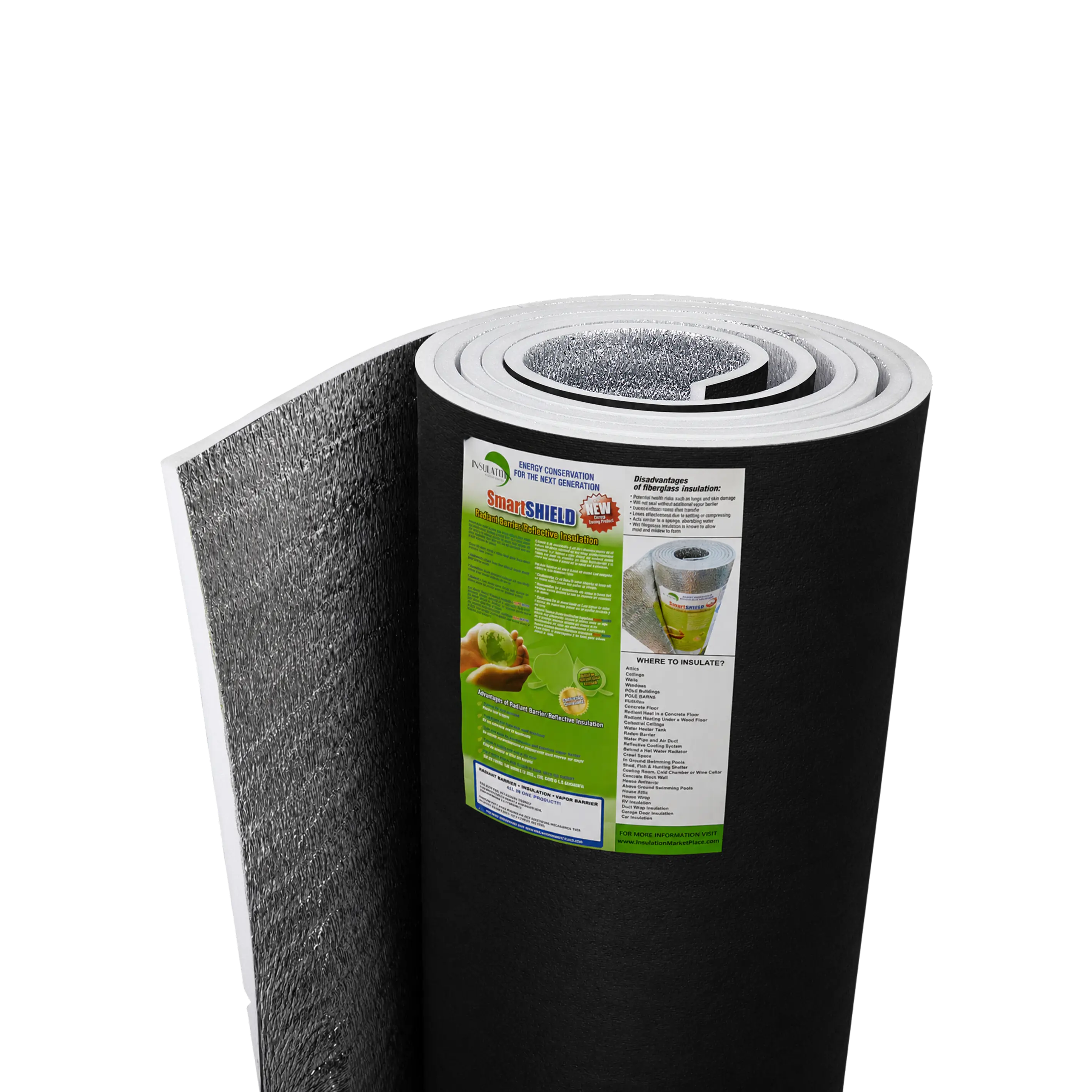 SmartSHIELD - 20mm Reflective Foam Insulation Roll - Black / Foil