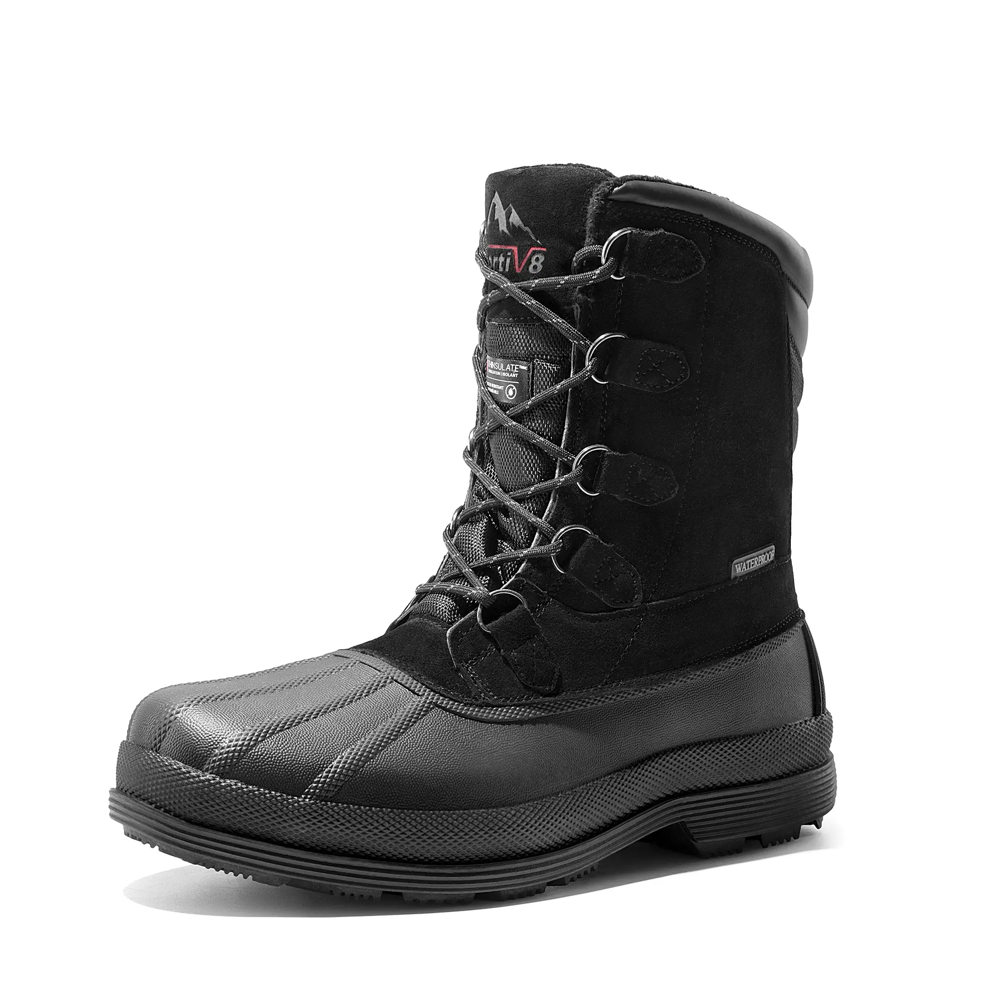NORTIV 8 Men's Work Boots - Cushioned Round Toe Mid-Calf Suede Winter Footwear with Laces, 3M Thinsulate, Waterproof, Insulated, Slip-Resistant Outdoor Work Shoes