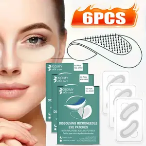 6pcs Hyaluronic Acid & Plant Extract Micro Needle Hydrating Under Eye Patches, Moisturizing & Firming, Suitable for All Skin Types, Single Pack, Hydrate