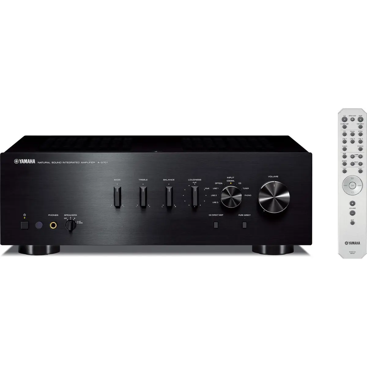 Yamaha A-S701 Integrated Amplifier, 290W Dynamic Power at 2 Ohms, 10Hz-100kHz Frequency Response, Black