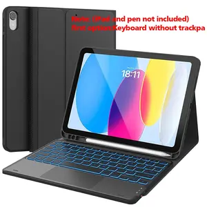 for iPad 10th/11th Gen (2025/2022) Case with Keyboard, Wireless Tablet Keyboard, Multifunctional Keyboard, Magnetic Keyboard, Color Backlight, Multi-Touch Trackpad, Flip Stand with Pencil Holder, Black (iPad & pen not included)