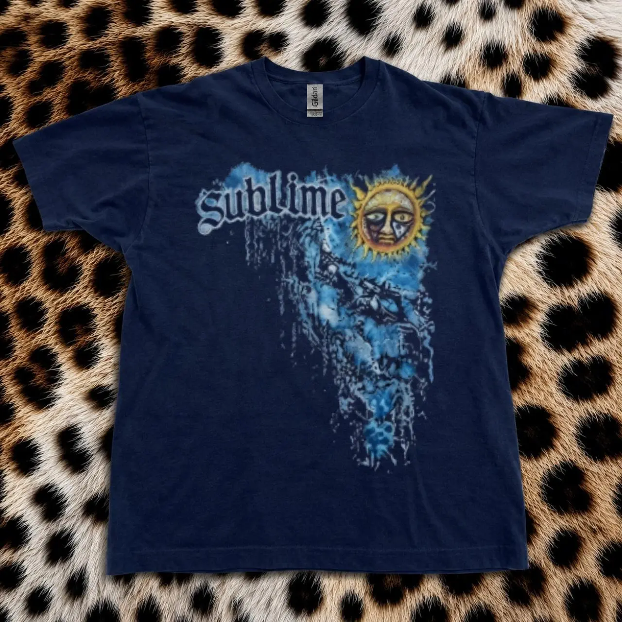 Vintage Sublime Band Tee Featuring an Iconic Blue Sun Face Graphic