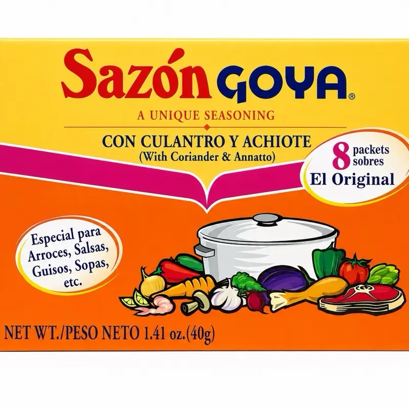 Goya Sazón Seasoning with Coriander & Annatto (Culantro y Achiote) 8 Packets | Authentic Latin All-Purpose Seasoning