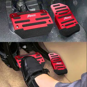 [Red] Non-Slip Automatic Brake & Accelerator Pedal Pad Cover Set - Universal Fit for Cars - Easy Installation