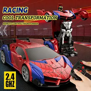 Easter Transform Remote Control Car for boys aged 3-15, 2.4GHz remote control, 1:18 scale robot transformation, 360° rotation, includes rechargeable battery, high-quality ABS plastic, gift set, perfect for a child's birthday.