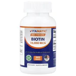 Vitamatic Biotin, Max Strength, 10,000 mcg, 365 Tablets