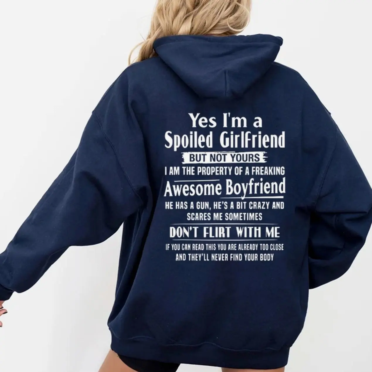 Funny Yes I’m a Spoiled Girlfriend Hoodie – Cute Relationship Graphic Pullover, Spoiled Girlfriend Gift for Women