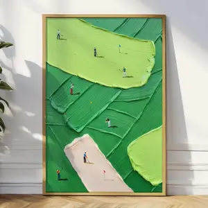Abstract Golf Course Art Print Textured Green Landscape, Modern Sports Decor, Poster Decor - ( Unframed- Print Only )