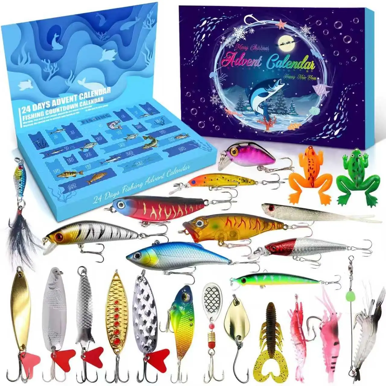 2025 Fishing Advent Calendar - 24-Day Countdown Days Advent Theme Gift with Lures, Sports & Outdoor Equipment for Adult Anglers