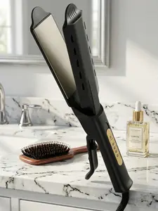 Professional Wide Plate Hair Straightener Flat Iron, 2-in-1 Titanium Ceramic Styling Iron for Curly Thick Hair, Fast Heating Adjustable Temp Anti-Frizz Straightener, Salon Grade Wet & Dry Use Hair Styling Tool
