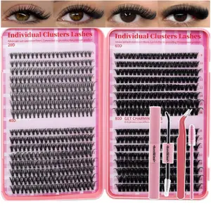Lash Clusters Kit for Beginners Eyelash Clusters Kit Lashes Clusters Kit Cluster Lashes Pestañas Postizas Naturales with Lash Bond&Seal,Lash Tweezers,Brush RITALASH(640pcs 20D+40D+60D+80D Kit,9-16mm)