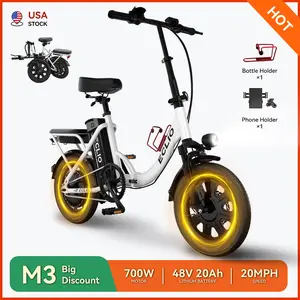 ECLIO M3 Folding Off-Road Ebike 700W 28MPH, 48V 20Ah Long Range 50-70 Miles Electric Bike, Full Suspension High Carbon Steel 14 Inch All Terrain Mountain E-Bike UL2849 Certified Disc Brakes Summervibes