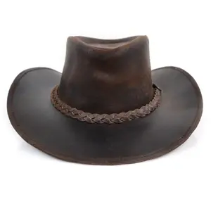 Stellman Warwick Leather Hats Cowboy Rope Brim Hat