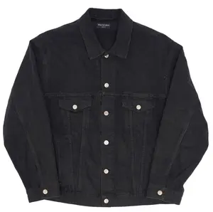 991933 Balenciaga Spray Paint Logo Denim Jacket Black