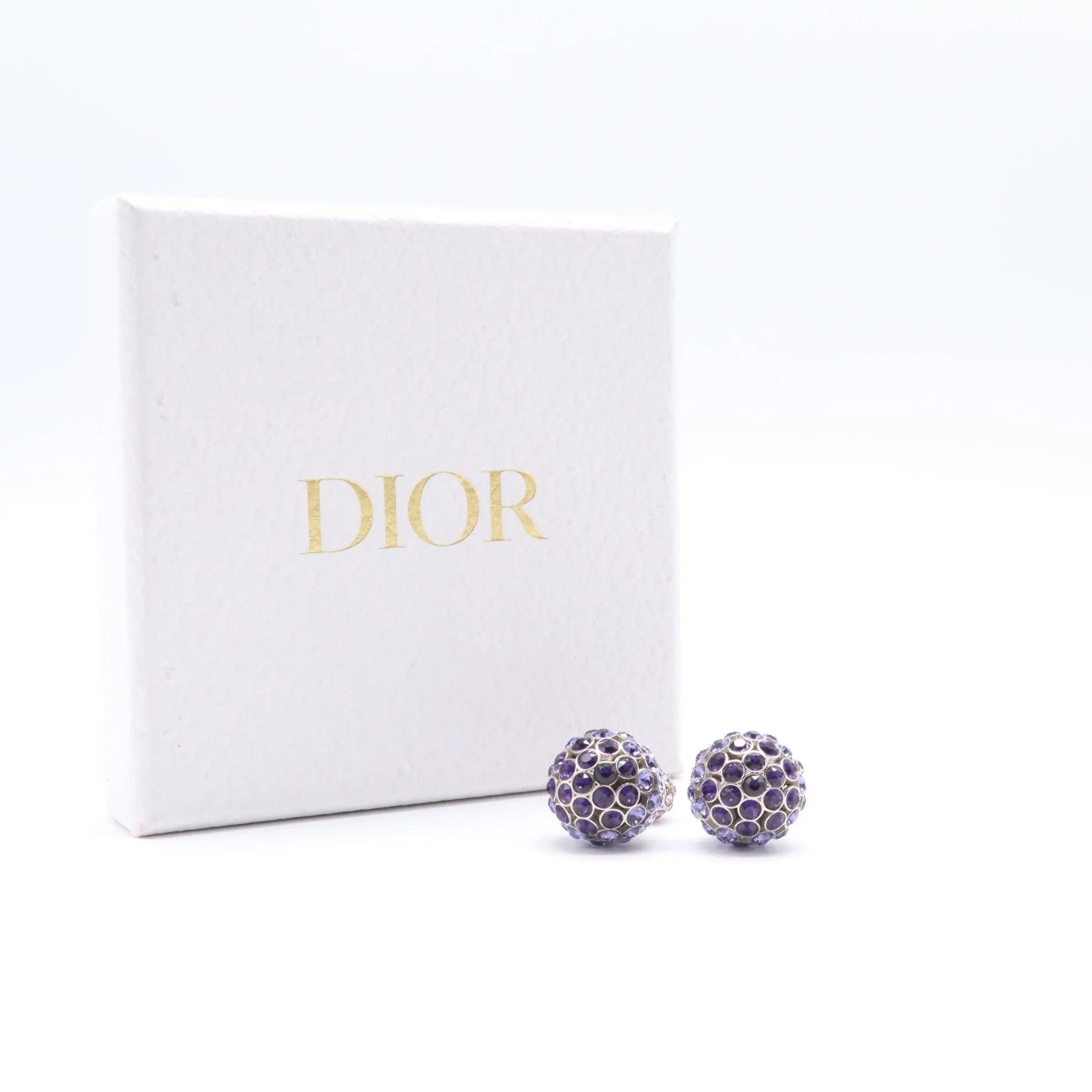 Pre-owned Dior Crystal Honeycomb Disco Ball Stud Earrings W21715