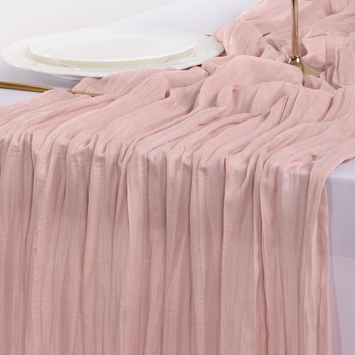 12 Pack Table Runner, Cheesecloth Table Runner, 10ft Table Runner, for Wedding Reception, Boho Rustic Wedding, Party, Bridal Shower Decor, Home Decor Valentine's Day 12 Pack Table Runner, Cheesecloth Table Runner, 10ft Table Runner, for Wedding Reception, Boho Rustic Wedding, Party, Bridal Shower Decor, Home Decor Valentine's Day