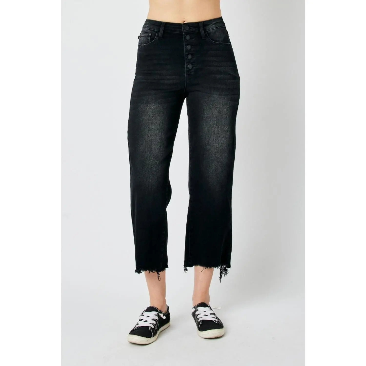 Judy Blue High Waist Destroy Raw Hem Wide Leg Denim 88829 judy blue, Spandex, Cotton