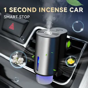 Smart Car Fragrance Diffuser, Car Air Vent Essential Oil Sprayer, Auto Start, Premium Aluminum Case, Multi-Color Ambient Light, Rechargeable Battery, Includes 3 Bottles of Essential Oils