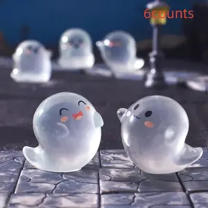 6pcs Halloween New Cute Ghost Night Light Miniature Garden Decorations, Adorable Ghost Figurines for Micro Landscape, Perfect for Gardening
