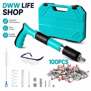 【fathersdaygift】Manual Mini Steel Nail Gun 5 Gears Power Adjustable Wall Nail Guns for Ceiling，Manual Steel Nails Gun Tool, Concrete Nail Gun, Mini Portable Nail Shooting Machine with 100 Nails (Nail Gun Set), dealsforyoudays fathersdaygift