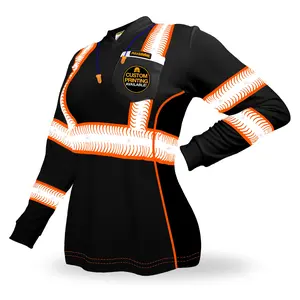 KwikSafety VIXEN Safety Shirt for Women (ANGEL HAIR TAPE) Long Sleeve Womenswear Hi Vis Reflective - Model No.: KS4410BLK