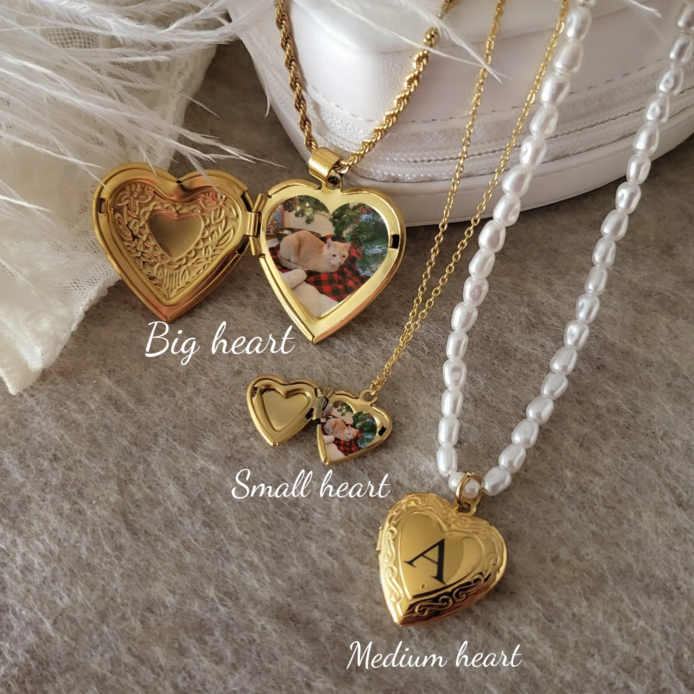Photo Locket Necklace Large Medium Small Heart Memory Gift for Friends Family Special Occasions Everyday Wear