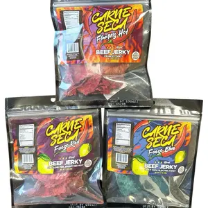 Carne Seca 3-Pack - Flaming Hot - Fuego Red - Fuego Blue - all 1.7 oz bags bulk gummy candy Spicy Dried Meat Snack