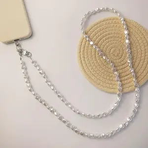 Faux Pearl Decorated Phone Lanyard, Exquisite Phone Rope, Crossbody Beaded Shoulder Long Rope, Phone Strap for Women & Girls, Cell Phone Charm