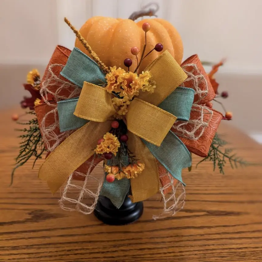 Autumn Pumpkin Candlestick Centerpiece: Thanksgiving Fall Decor