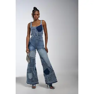 LIFE OF THE PARTY DENIM PATCHWORK JUMPSUIT