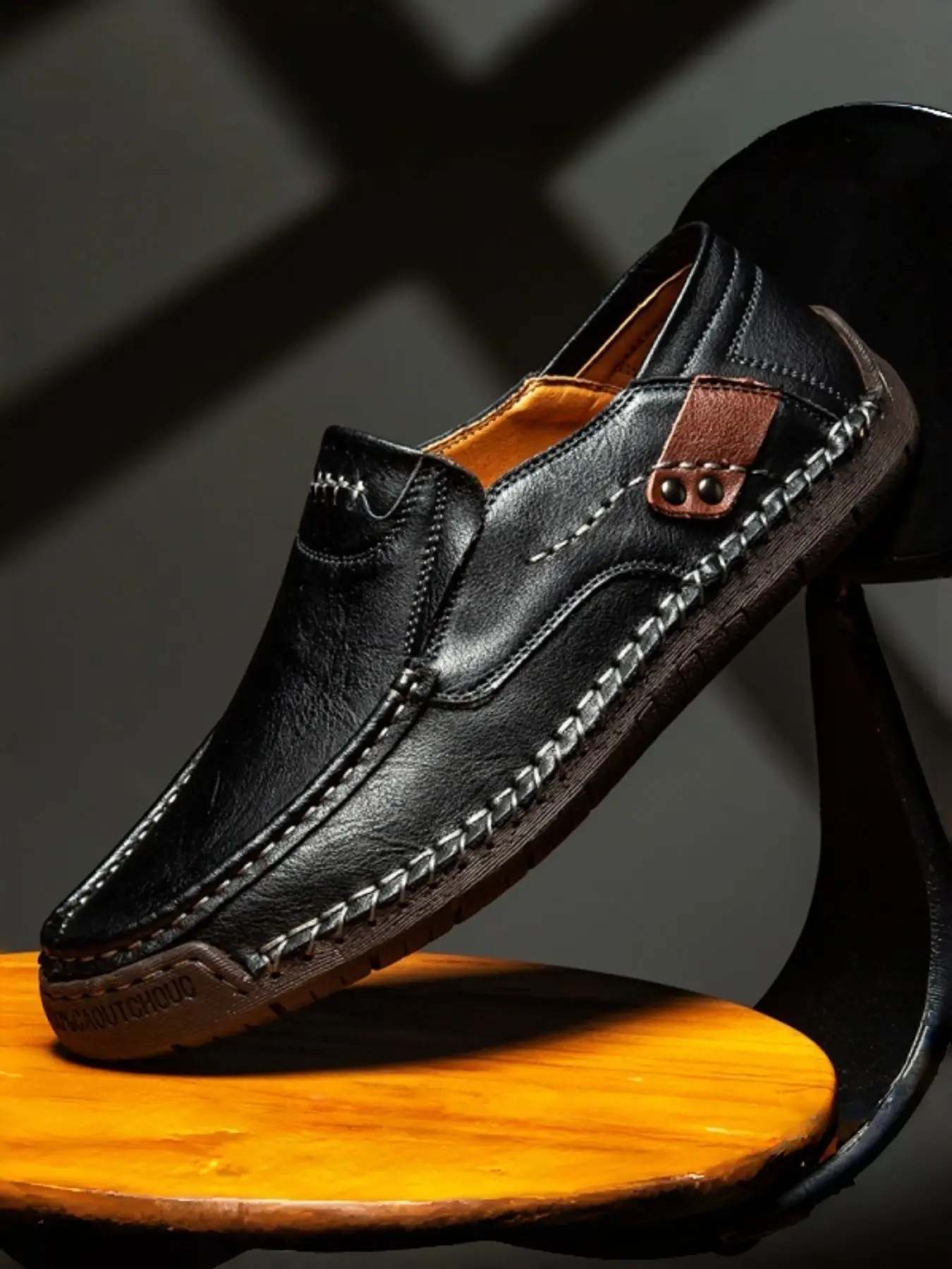 New Casual Men's Handmade Shoes, Fashionable Korean Style Formal Big Size Versatile PU Leather Loafers, All Seasons Low Top