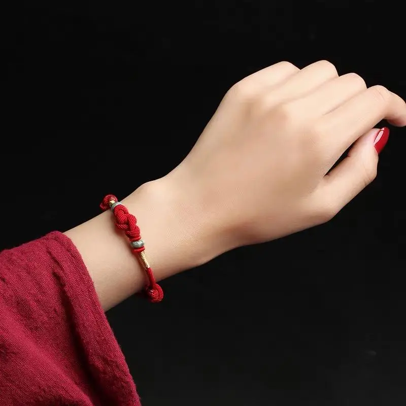 Handmade Red String Corded Band Bracelet - Lightweight, Adjustable Minimal-Style Unisex Costume Jewelry, All Seasons Daily Wear Fashion Accessory for Women, Romantic Girlfriend Gift