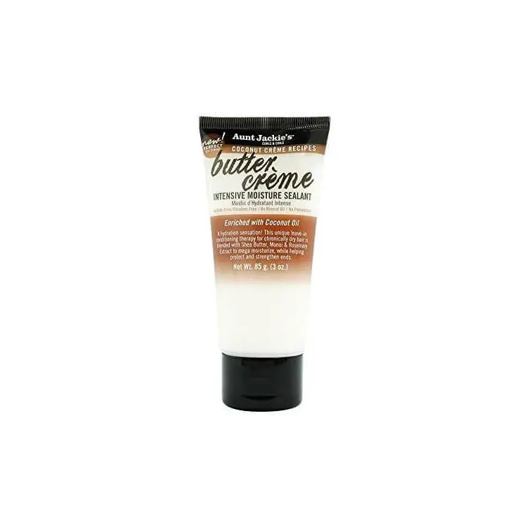 Aunt Jackie's Butter Crème Leave-In Conditioner - 3oz Intense Nourishing Treatment with Coconut+Shea Mix, Monoi, Silky Moisture for Curly Locks, 2A-4C/Type 4 Hair Care, Strengthens Ends, Apply Daily