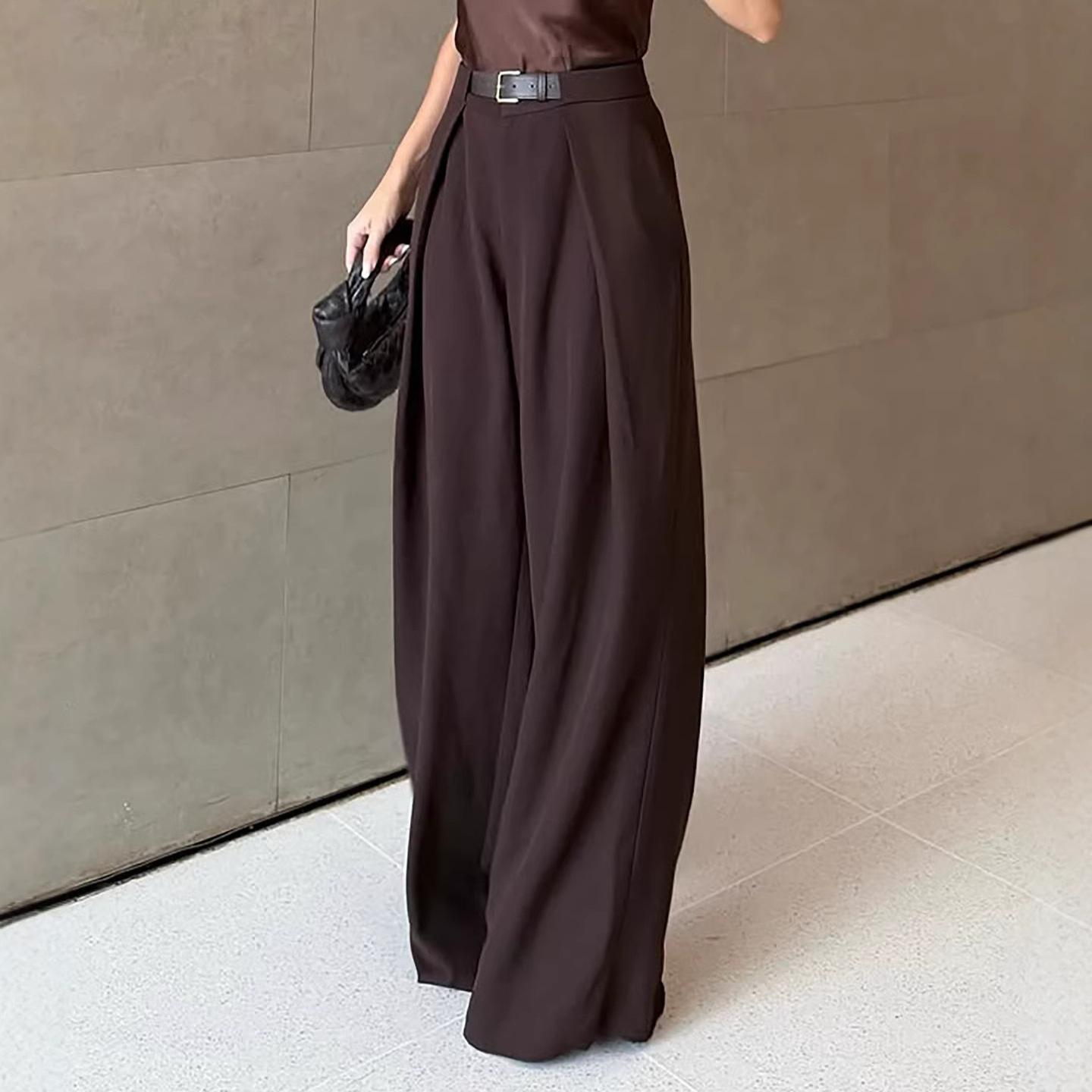 Spring/Summer New 2026 Fashionable and Elegant Commuting Casual Solid Color Women's Loose Curved Pants
