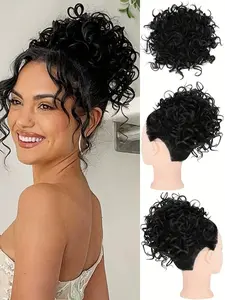 Women's Curled Hair Bun European Style Messy Small Curl Synthetic Fiber Wavy Synthetic Hair False Hair Drawstring Small Curl Hair Accessory Synthetic Hairpieces