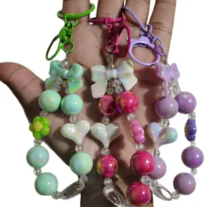 Colorful Beaded Keychains with Various Charms