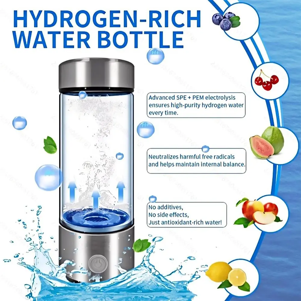 MSWJO Hydrogen Water Bottle and Cup Set 2026 Upgrade Hydrogen Water Bottle 420ml SPE PEM Technology Portable Ionizer for Office Travel Fitness Health-Enhancing Hydrogen-Rich Alkaline Water USB Charging Tumbler Mug