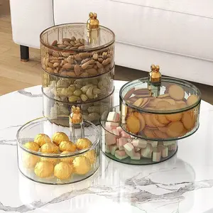 New Year Essential Multi-Layer Rotating Compartment Candy Box, Creative Rabbit Dried Fruit Nut Snack Organizer, Sealed Candy Tray, Sealable Container