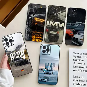 1PC B-BMW Car Phone Case Silicone Soft For iPhone 16 15 14 13 12 11 X XR Plus Pro Max Plus
