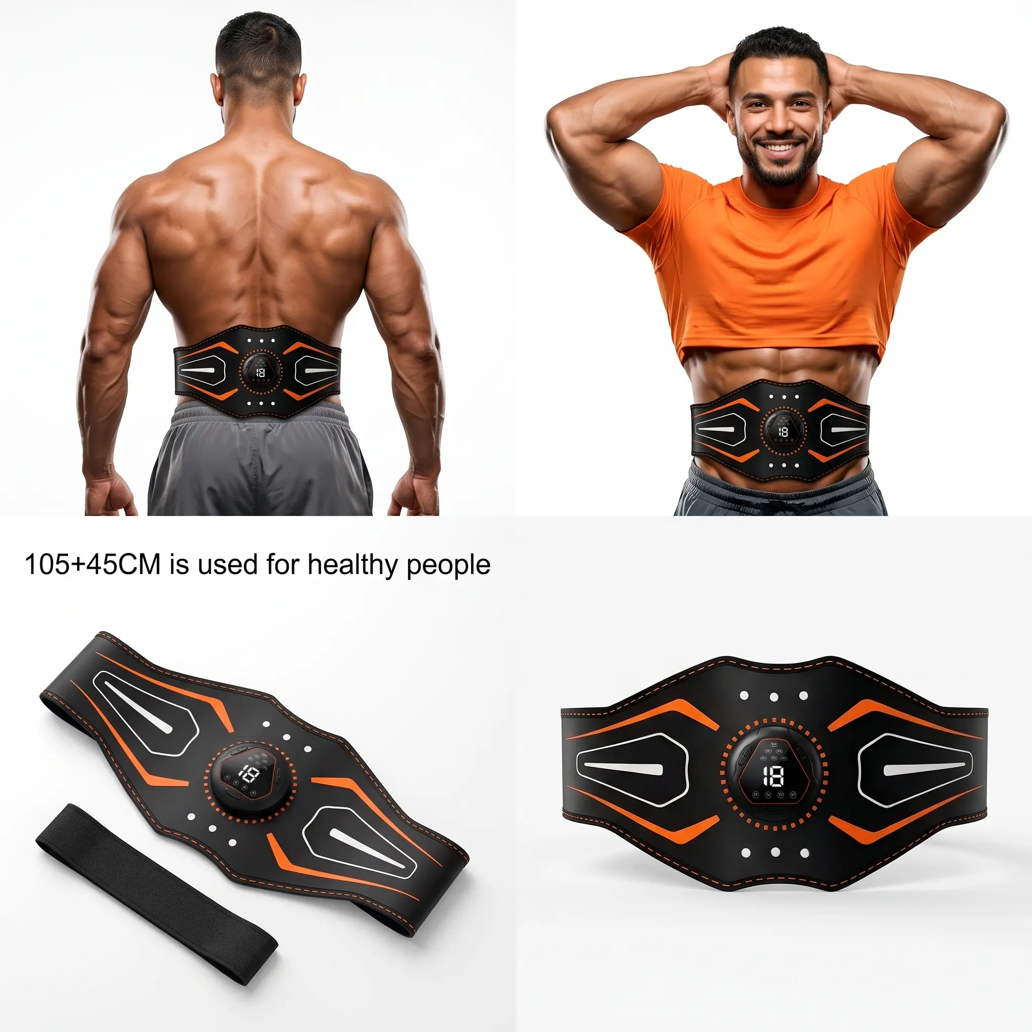 Unisex Rechargeable Battery Abdominal Muscle Training Belt - 6 Exercise Modes, 18 Adjustable Intensity Levels, Velcro Waistband, Portable Trainer for Ab Training, Fitness Routine Gym Enhancer