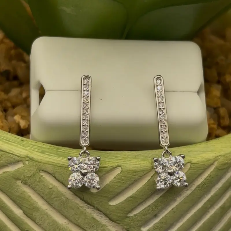 Moissanite Flower Earrings
