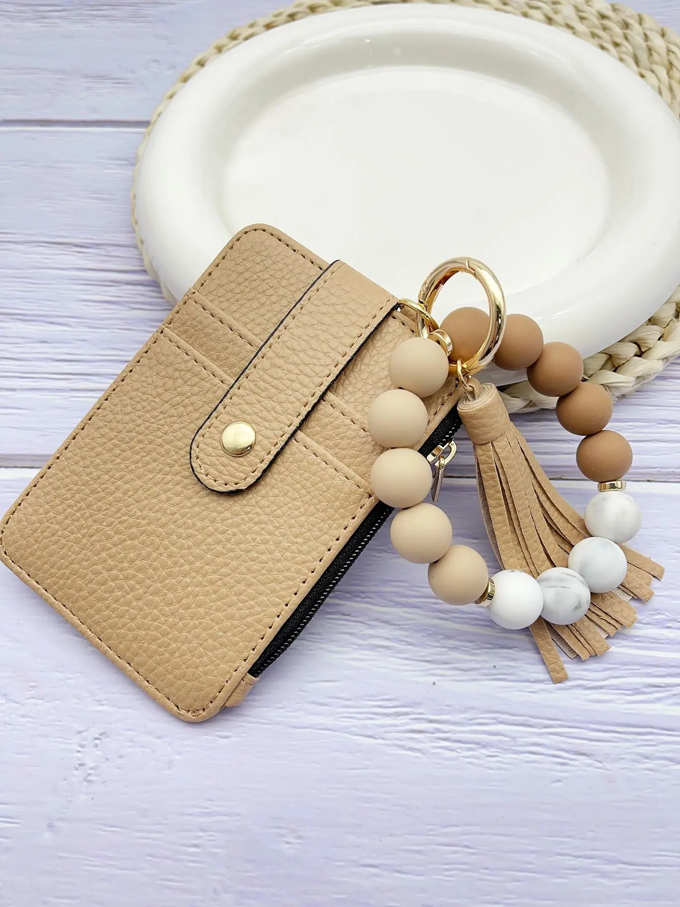 Boho Style Beaded & Tassel Decor Keychain, Fashionable Silicone Beaded Keychain for Women & Girls, Trendy All-match Keychain for Birthday Gift, Bohemian Keychain, Key Holder, Key Holder for Purse, Cool Keychains, Key Ring Accessory