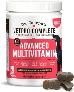 Dr. Joseph's VetPro Complete Advanced Multivitamin Dog Chews 120ct - Vet Formulated for Digestive Skin Joint Heart & Immunity Health - Supplements